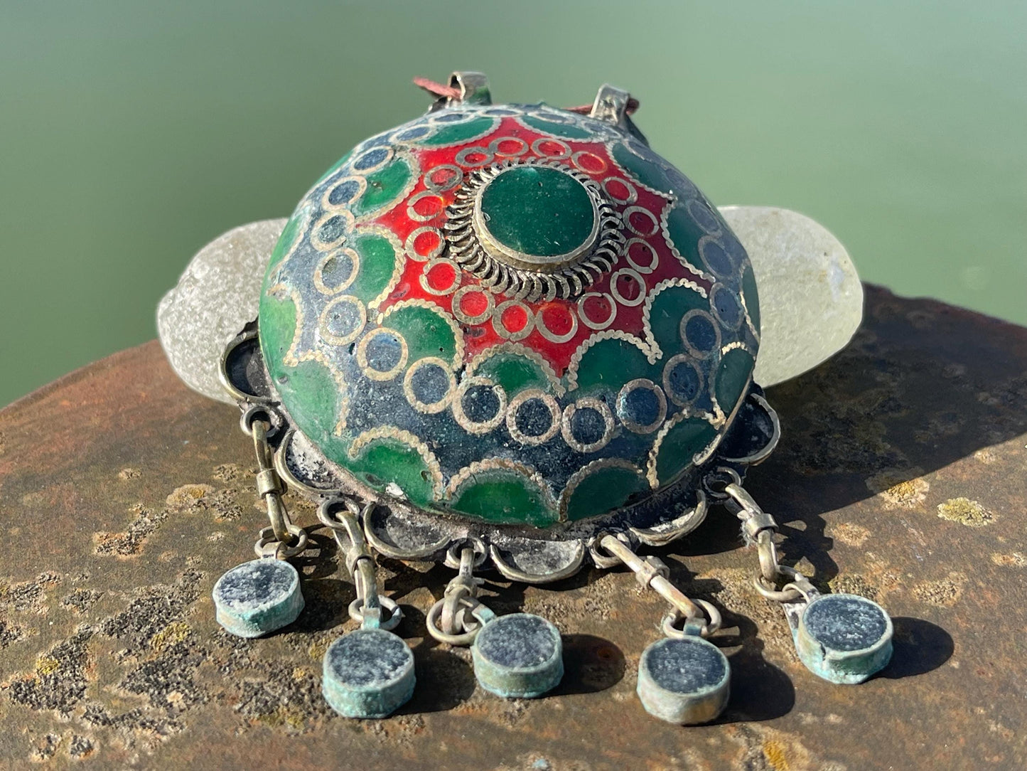 Gypsy jewellery, large necklace, enamel necklace, vintage jewellery, ethical jewellery, gypsy necklace, boho necklace, large jewellery