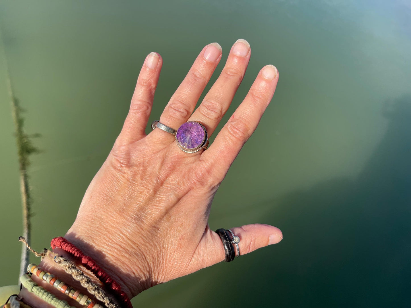 Fabulous purple vintage ring, large purple ring, boho vintage jewellery, ethical jewellery, gypsy ring. Gypsy jewellery, statement jewellery