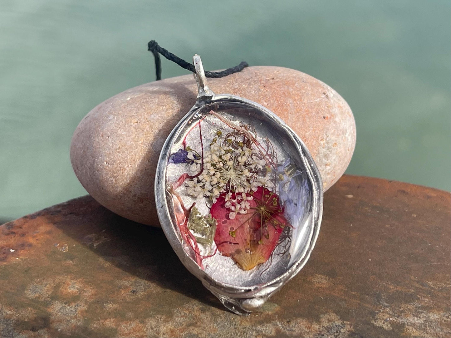 Flower necklace, ethical jewellery, rose necklace, handmade necklace, boho jewellery, gift for her flower pendant, handmade boho necklace