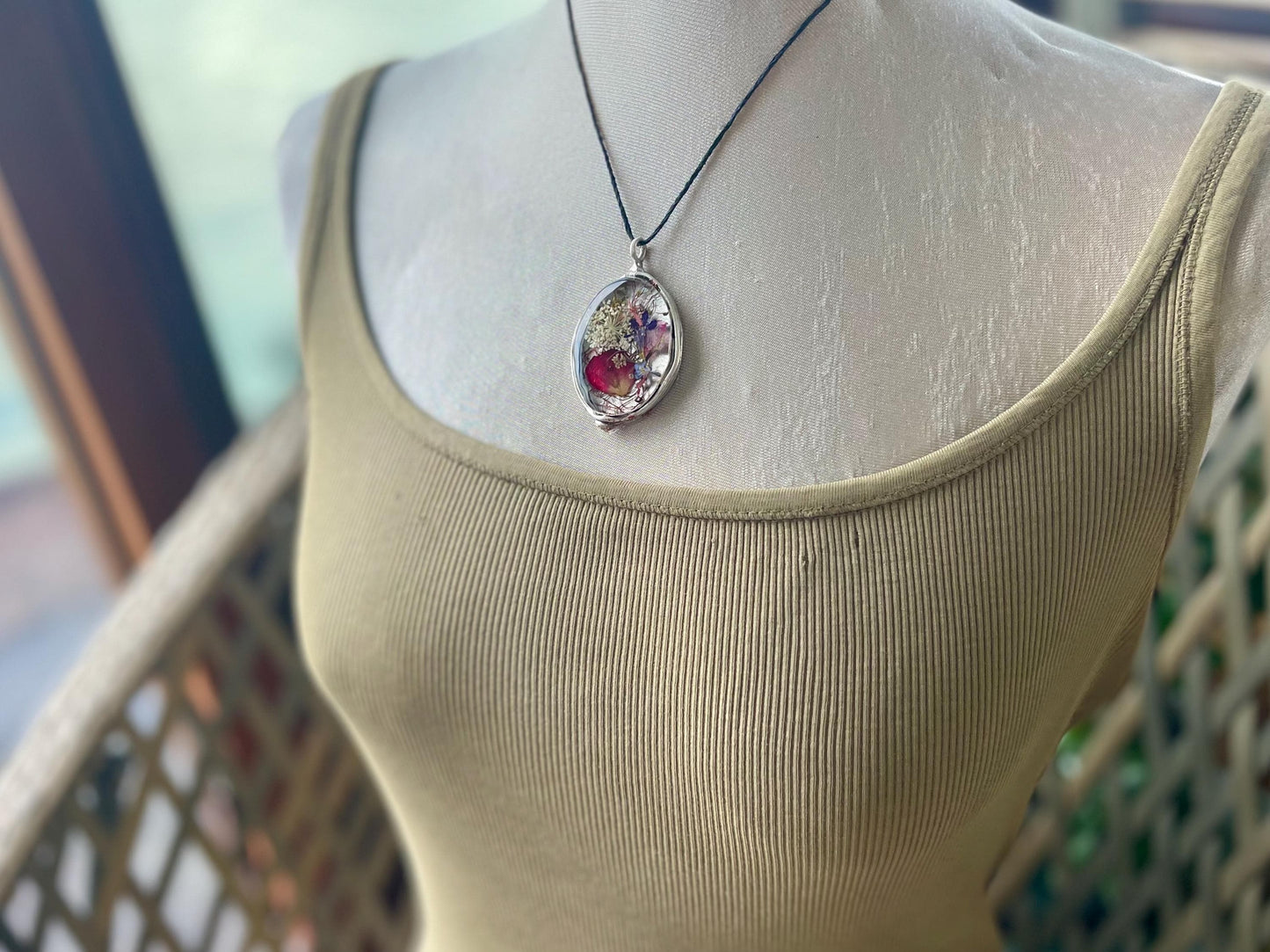 Flower necklace, ethical jewellery, rose necklace, handmade necklace, boho jewellery, gift for her flower pendant, handmade boho necklace