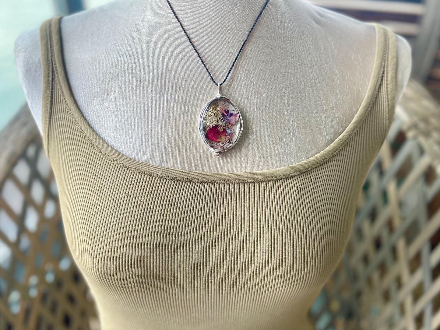 Flower necklace, ethical jewellery, rose necklace, handmade necklace, boho jewellery, gift for her flower pendant, handmade boho necklace