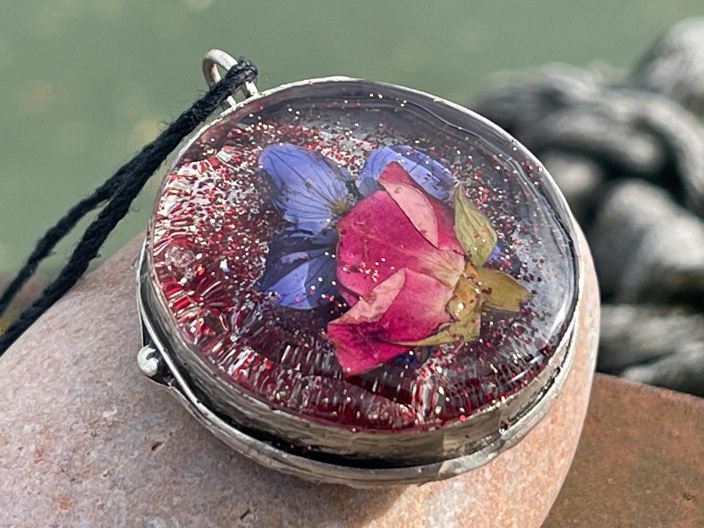 Flower necklace, ethical jewellery, rose necklace, handmade necklace, boho jewellery, gift for her flower pendant, handmade boho necklace