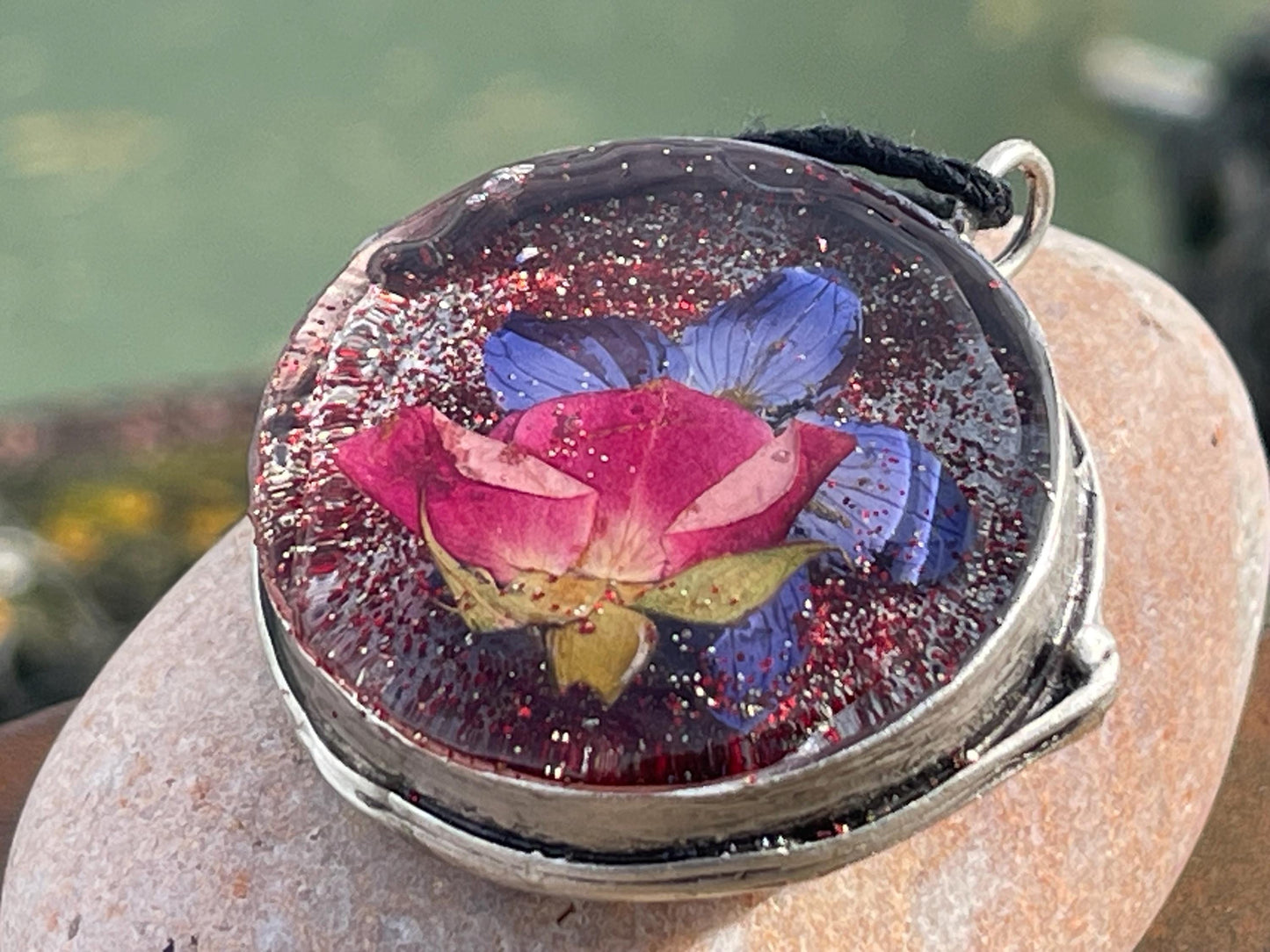 Flower necklace, ethical jewellery, rose necklace, handmade necklace, boho jewellery, gift for her flower pendant, handmade boho necklace