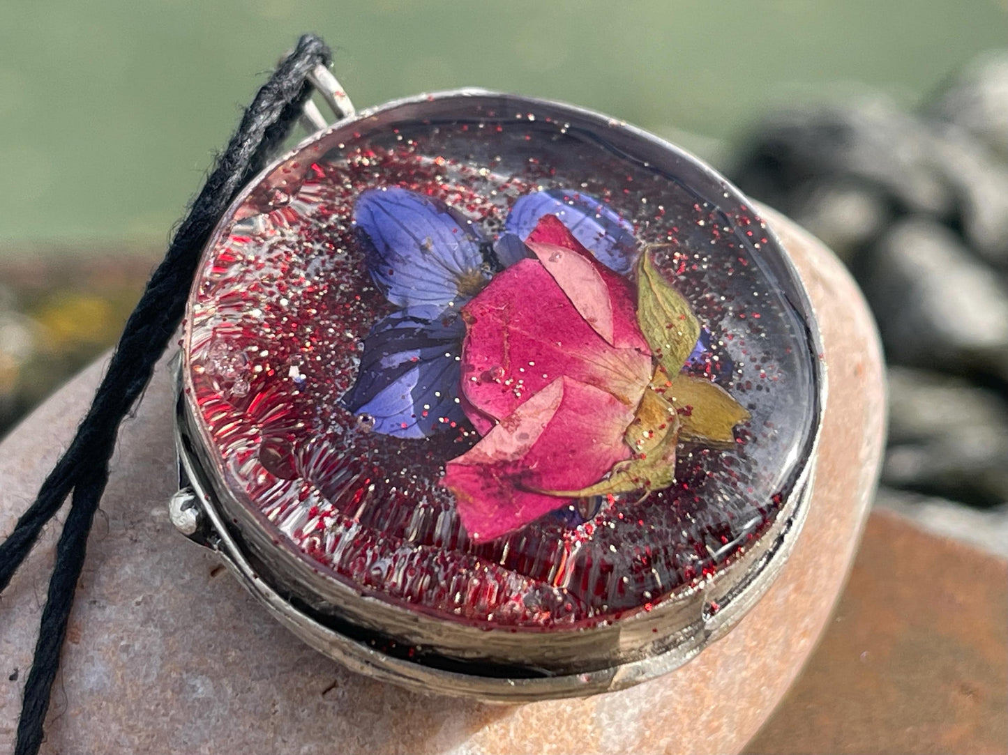 Flower necklace, ethical jewellery, rose necklace, handmade necklace, boho jewellery, gift for her flower pendant, handmade boho necklace