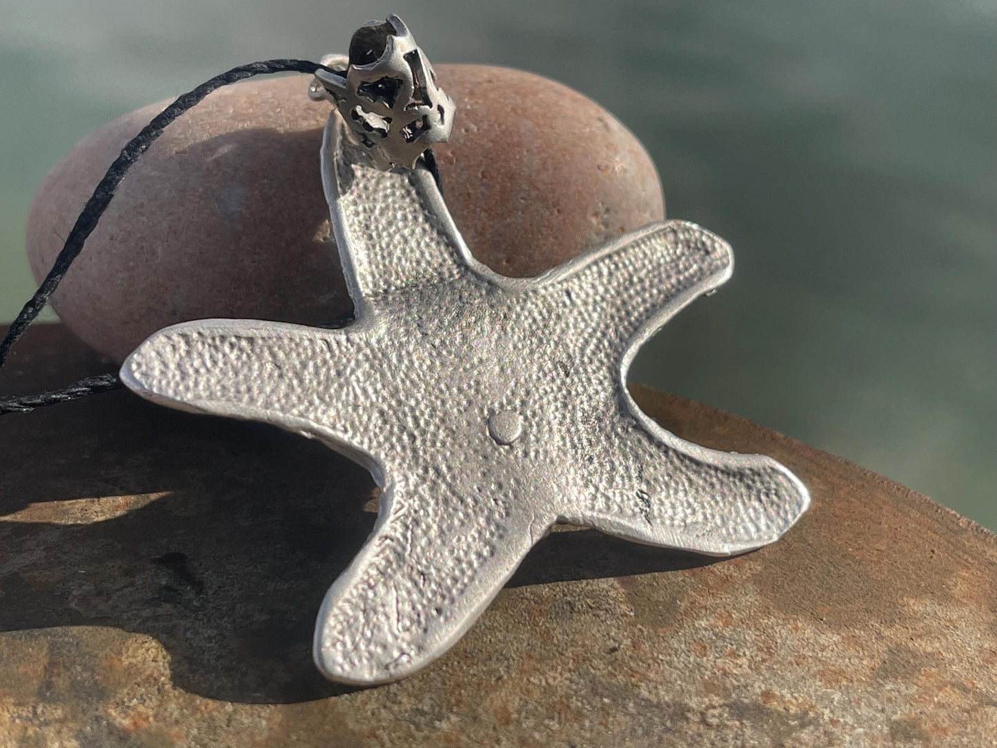 Starfish necklace incorporating real seaweed. Seaweed jewellery, starfish pendant, handmade necklace, boho jewellery. Starfish gifts.