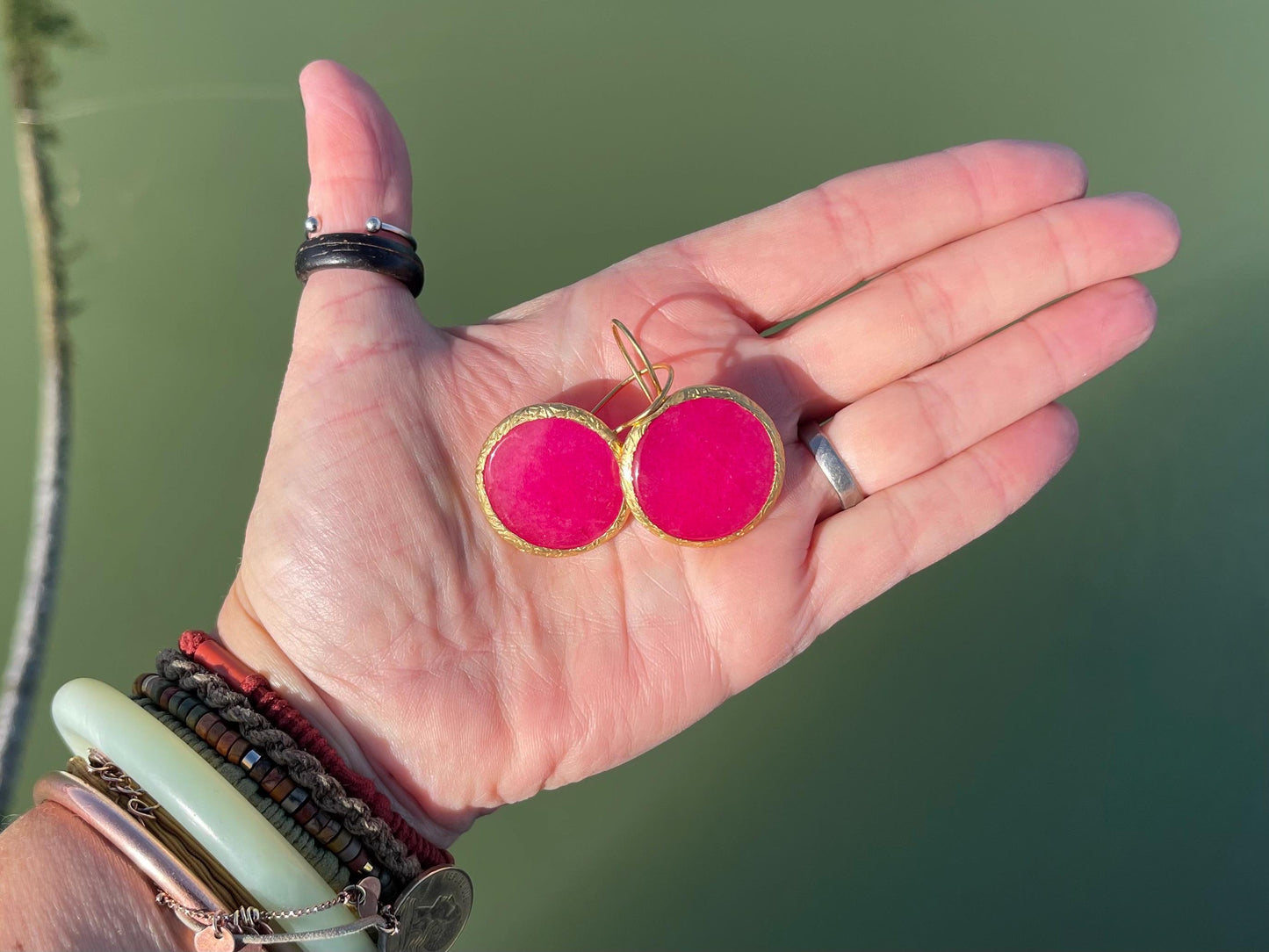 Gypsy jewellery, pink vintage earrings, pink jewellery, ethical jewellery, gypsy earrings, romantic gifts, eco friendly jewellery
