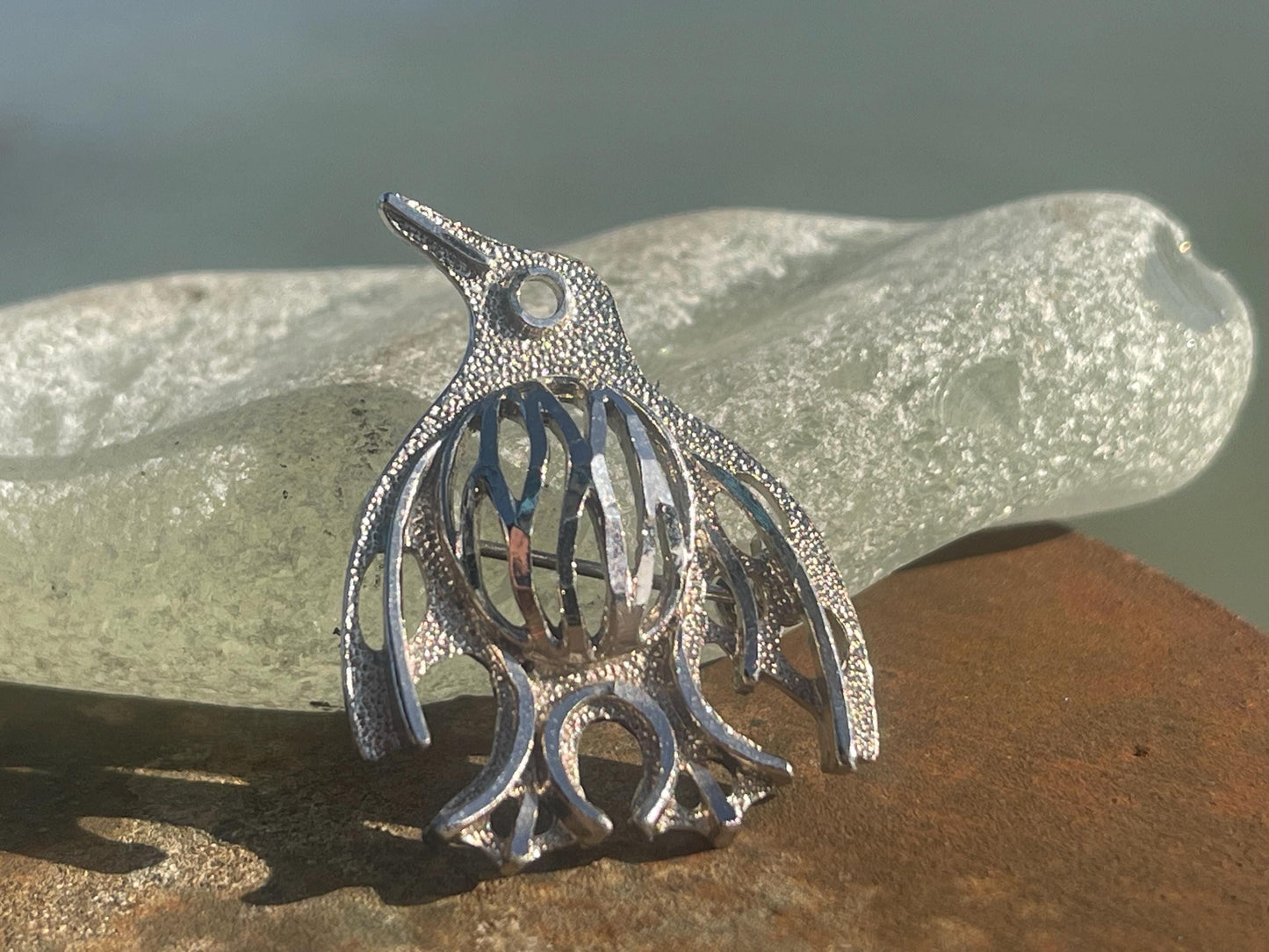 Penguin brooch. An unusual Christmas gift. Eco friendly jewellery. Christmas gift ideas. Eco friendly Christmas gifts. Christmas presents.