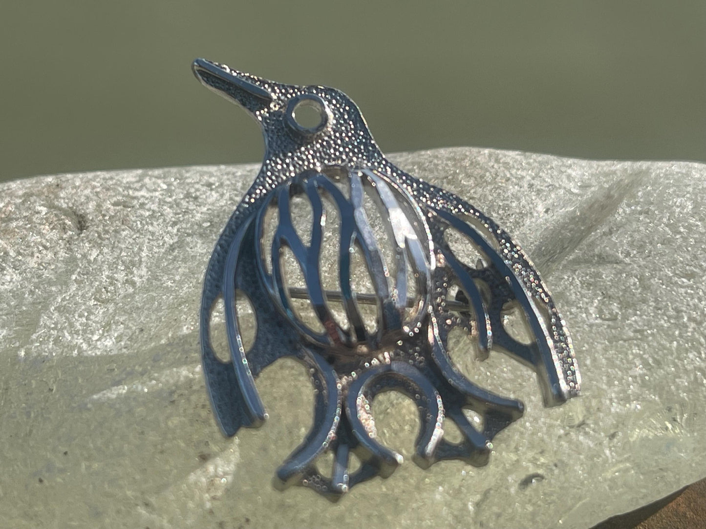 Penguin brooch. An unusual Christmas gift. Eco friendly jewellery. Christmas gift ideas. Eco friendly Christmas gifts. Christmas presents.