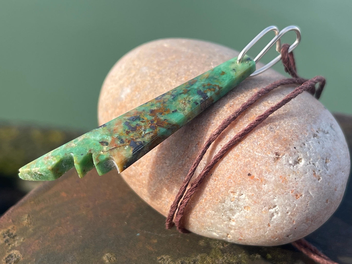 Chrysocolla gemstone necklace on recycled sterling silver. Ethical jewellery, green gemstone. Stunning unique jewellery. Unique gifts