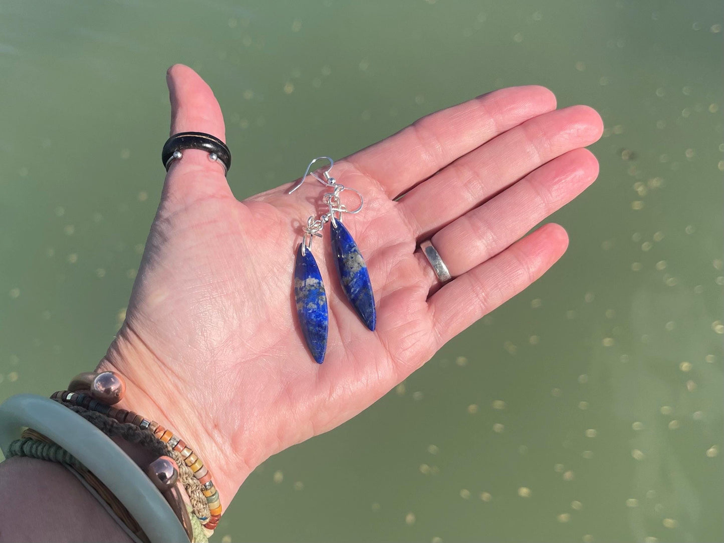 Sodalite gemstone earrings. Ethical jewellery, blue gemstone earrings. Stunning unique jewellery. Unique gifts. Unique handmade earrings.