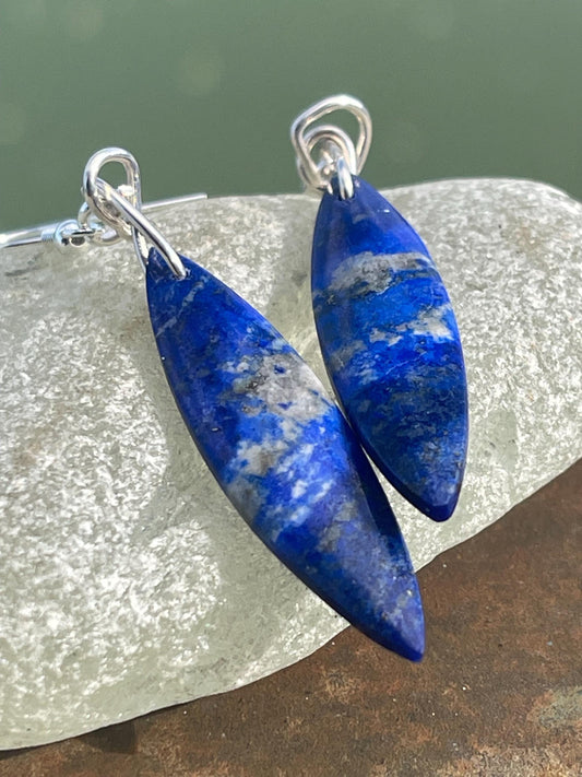 Sodalite gemstone earrings. Ethical jewellery, blue gemstone earrings. Stunning unique jewellery. Unique gifts. Unique handmade earrings.