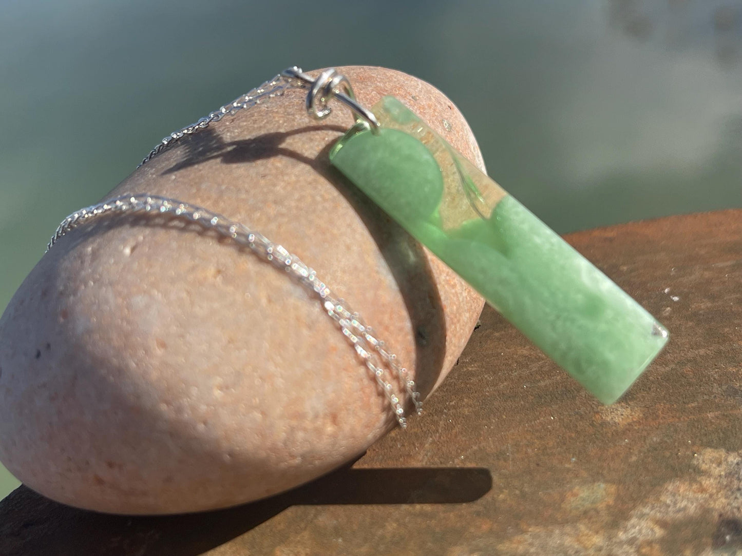 Green onyx pendant, green necklace, green jewellery, gift for him, boho handmade necklace,  romantic gift for her, ethical jewellery