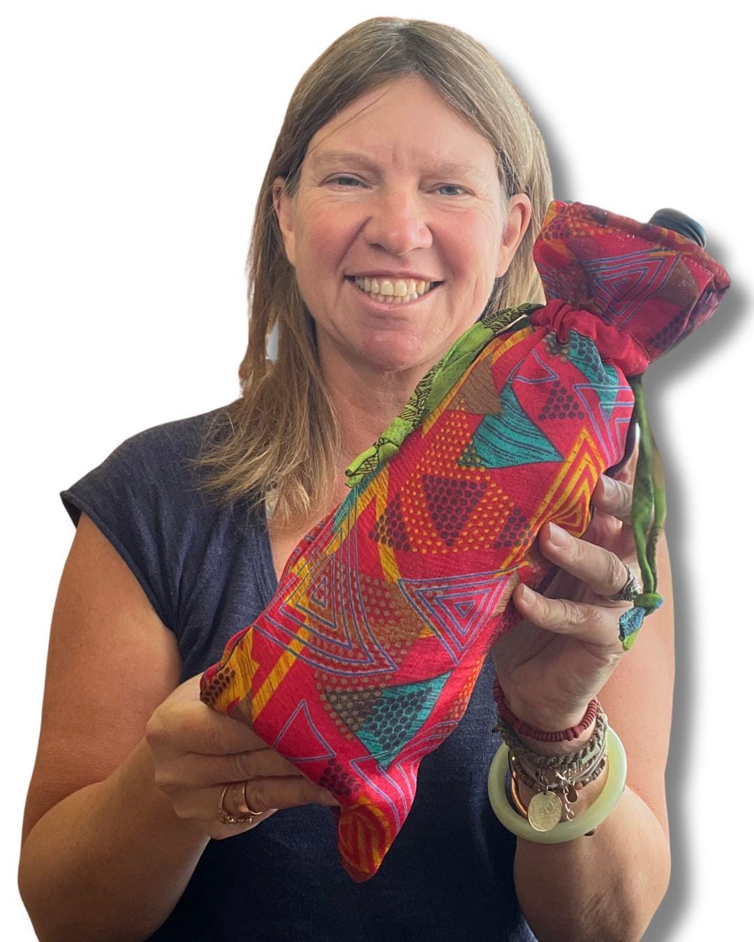 4 recycled sari bottle bags. Eco friendly bottle bags. Recycled bags for gifts. Recycled gift bags. Ethical draw string bags. Wine bags.