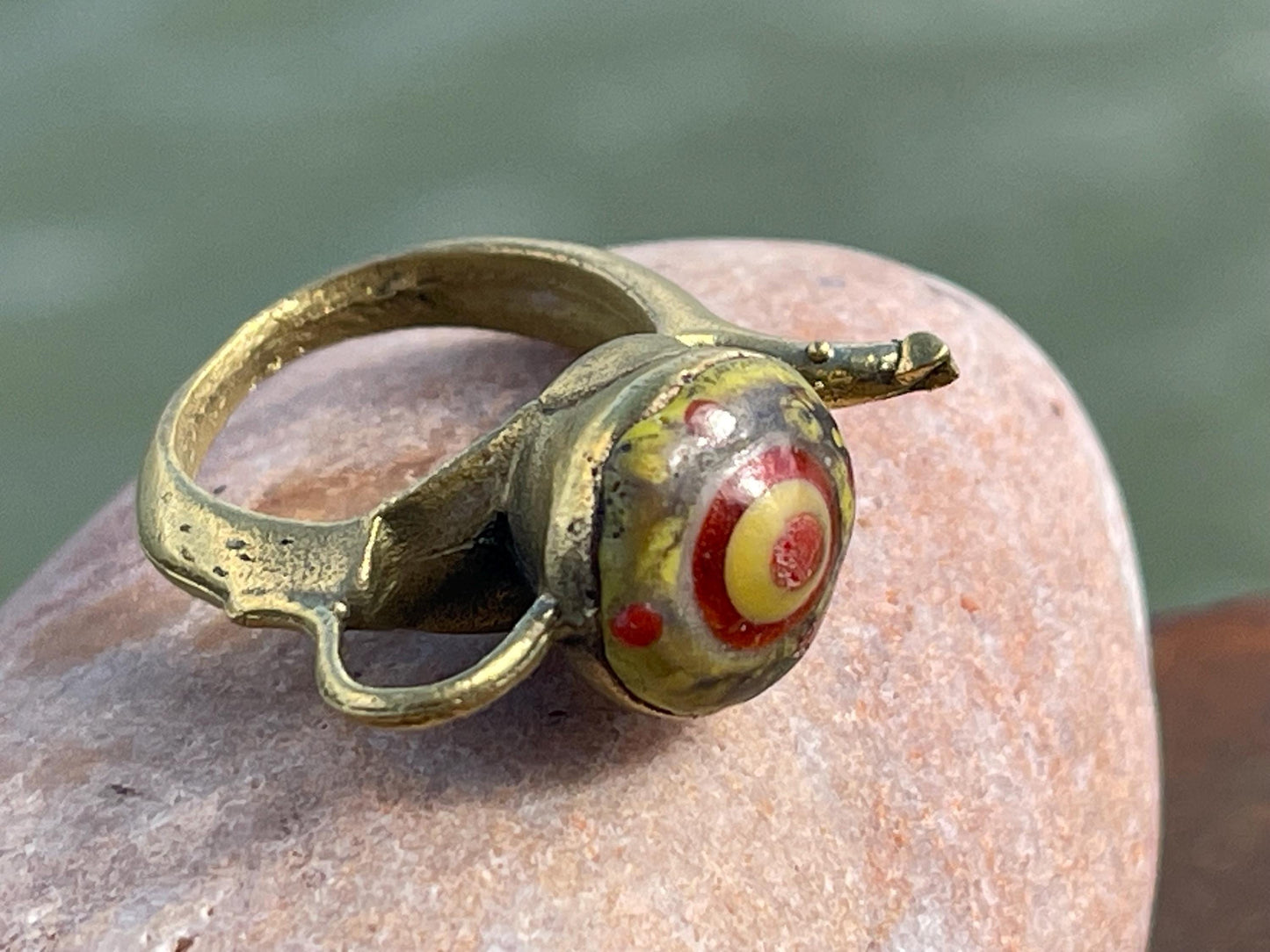 Fabulous vintage tea pot ring, large red ring, boho vintage jewellery, ethical jewellery, gypsy ring. Gypsy jewellery, statement jewellery