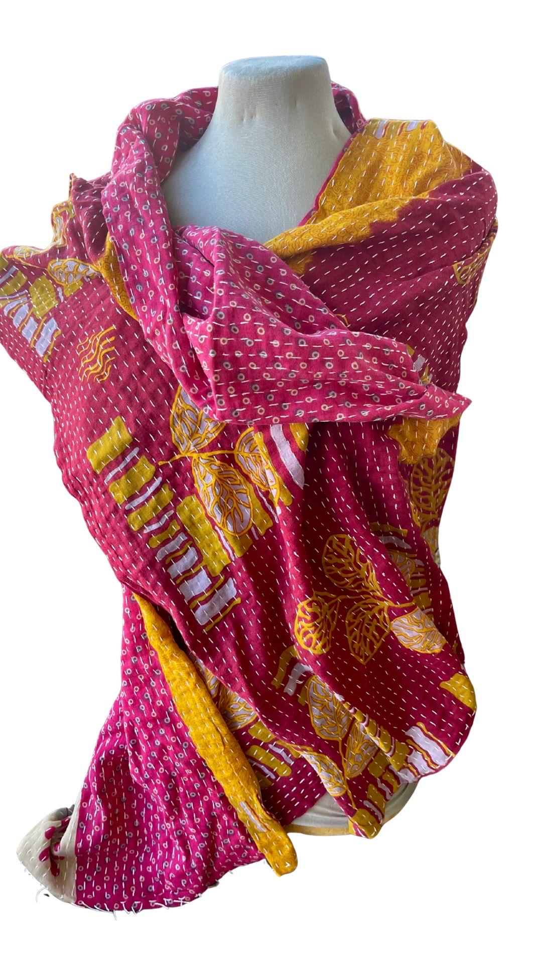 SALE. Vintage scarf, cotton shawl, eco friendly gift for her, handmade shawl. Vintage clothing, boho scarf, ethical clothing, boho wrap