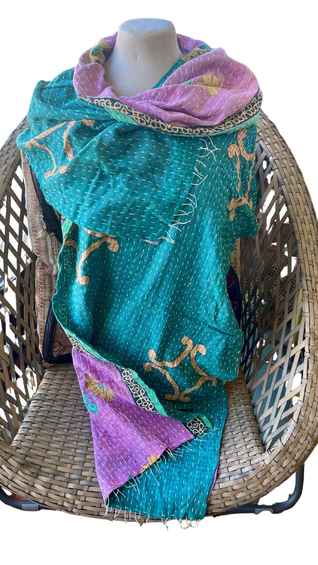 SALE. Boho Cotton Wrap Scarf, Eco-Friendly Handmade Shawl Gift for Her