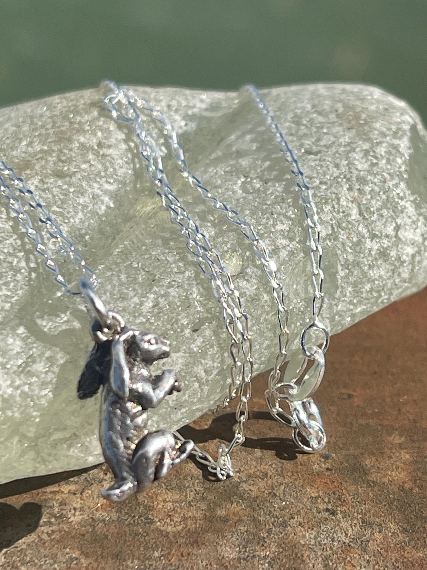 Recycled sterling silver rabbit necklace. Unique jewellery, eco friendly necklace, rabbit jewellery, rabbit pendant. Rabbit jewellery.