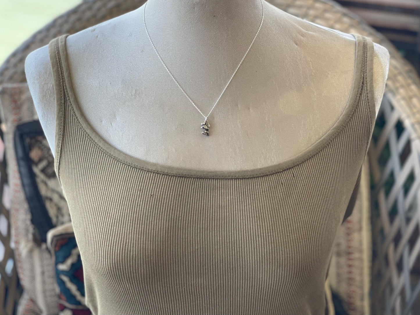 Recycled sterling silver rabbit necklace. Unique jewellery, eco friendly necklace, rabbit jewellery, rabbit pendant. Rabbit jewellery.