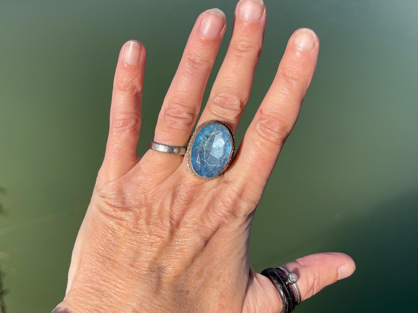 Fabulous vintage ring, large blue ring, boho vintage jewellery, ethical jewellery, gypsy ring. Gypsy jewellery, statement jewellery