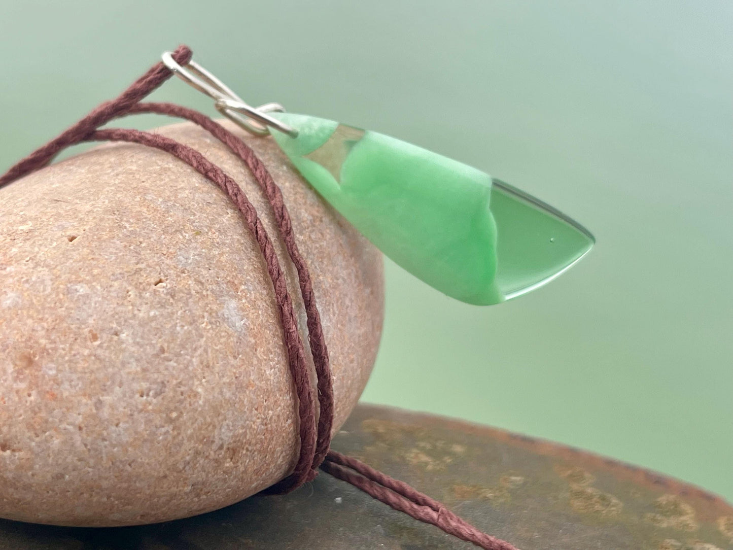 Green onyx pendant, green necklace, green jewellery, gift for him, boho handmade necklace,  romantic gift for her, ethical jewellery