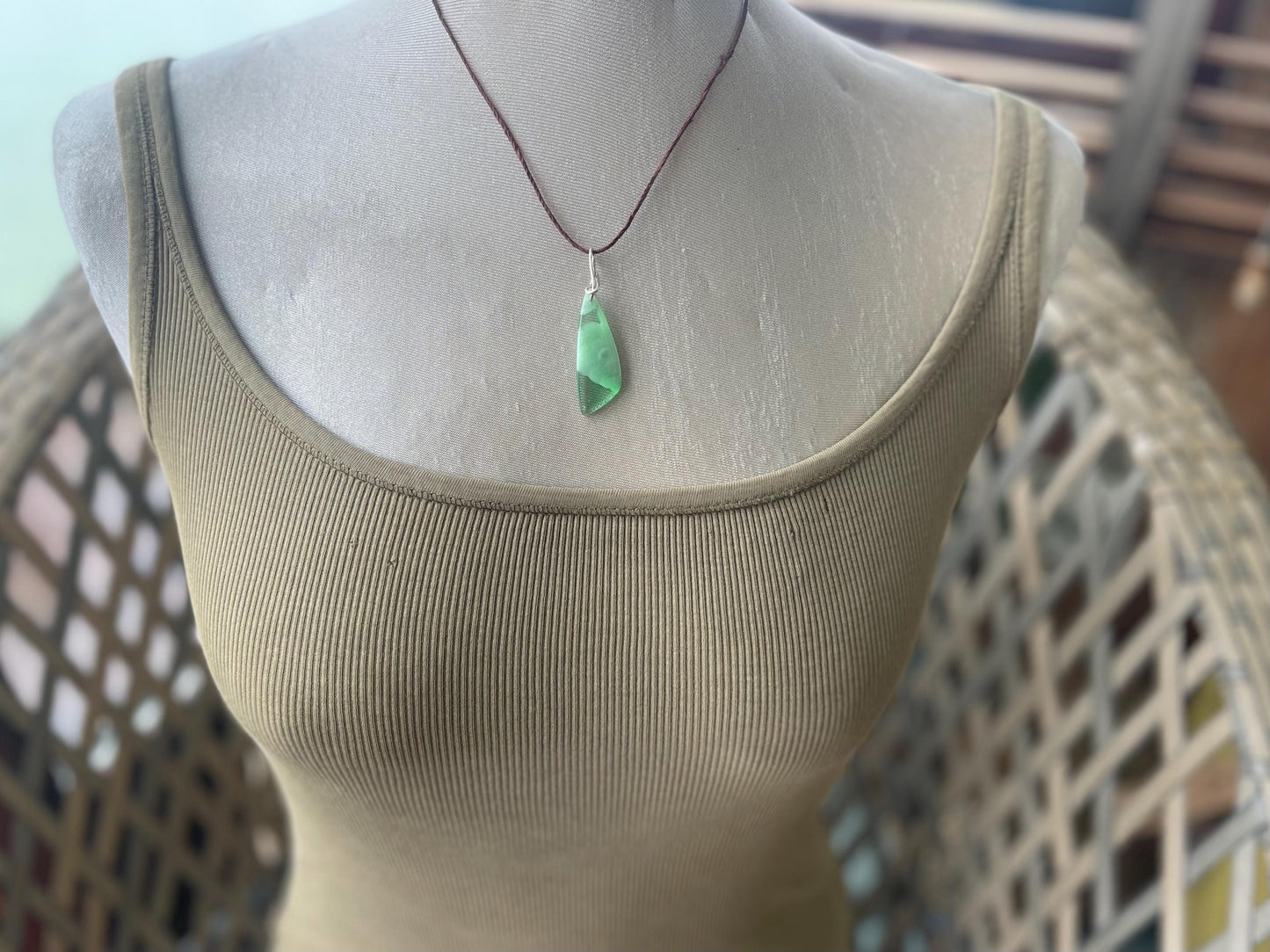 Green onyx pendant, green necklace, green jewellery, gift for him, boho handmade necklace,  romantic gift for her, ethical jewellery