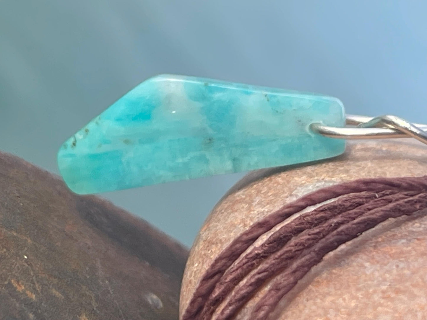 Handmade Aqua amazonite gemstone necklace on recycled silver. Eco friendly necklace, unique gifts, ethical jewellery, unique necklace