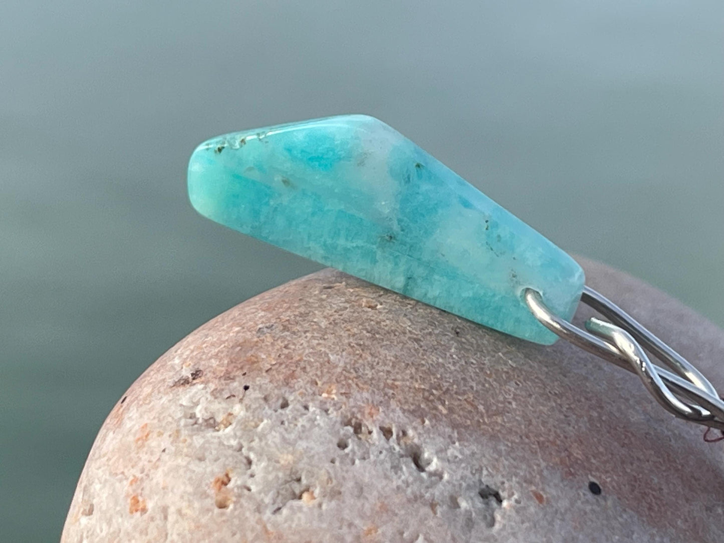 Handmade Aqua amazonite gemstone necklace on recycled silver. Eco friendly necklace, unique gifts, ethical jewellery, unique necklace