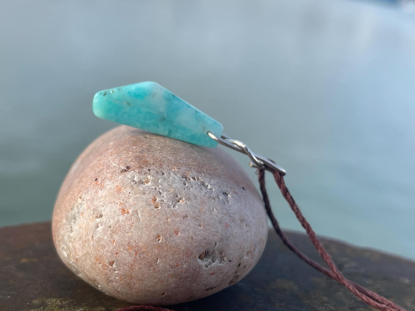 Handmade Aqua amazonite gemstone necklace on recycled silver. Eco friendly necklace, unique gifts, ethical jewellery, unique necklace