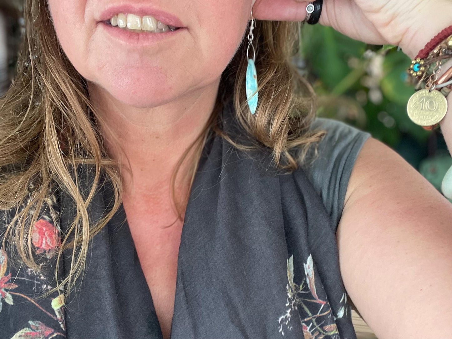 Hemimorphite Marquise gemstone earrings on sterling silver. Ethical jewellery, blue gemstone earrings. Stunning unique jewellery. Unique.