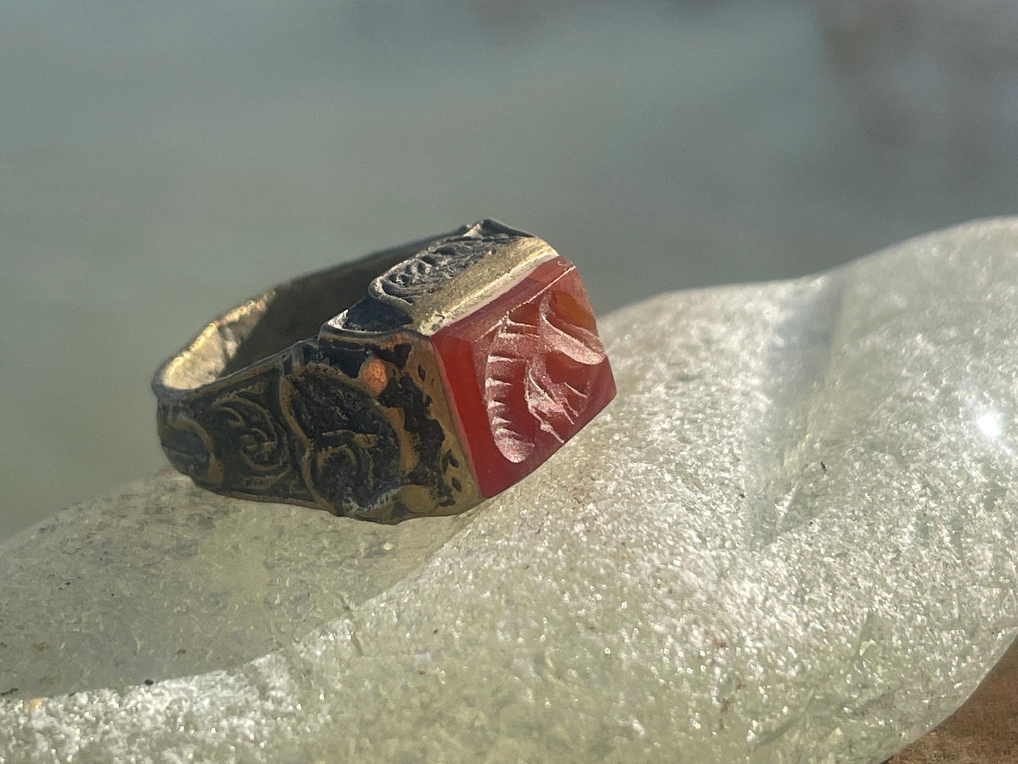 Fabulous vintage ring, Red carnelian ring, boho vintage jewellery, ethical jewellery, gypsy ring. Eco friendly jewellery.