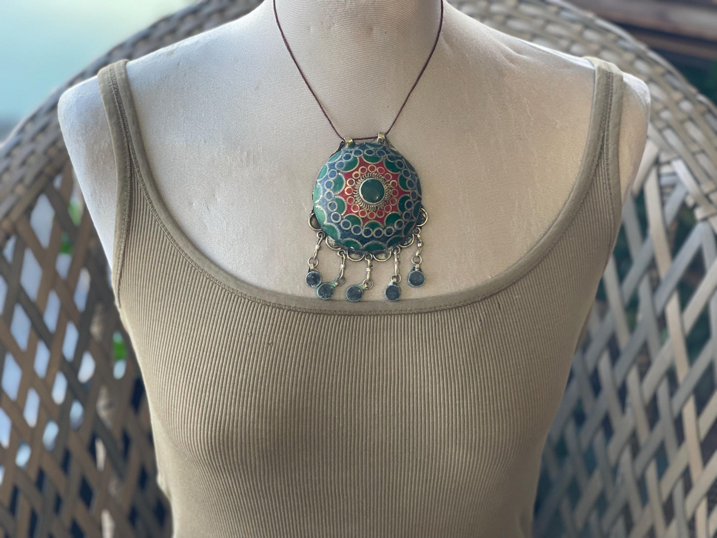 Gypsy jewellery, large necklace, enamel necklace, vintage jewellery, ethical jewellery, gypsy necklace, boho necklace, large jewellery