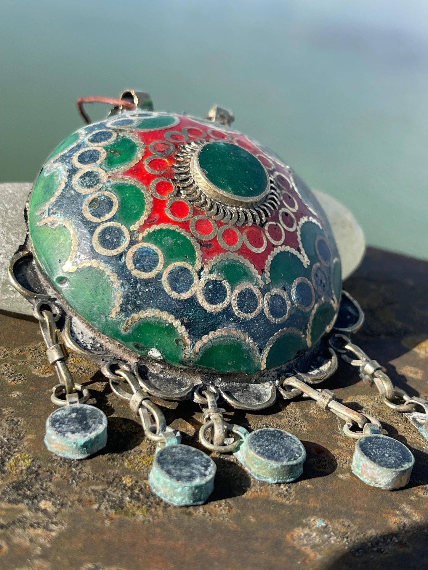 Gypsy jewellery, large necklace, enamel necklace, vintage jewellery, ethical jewellery, gypsy necklace, boho necklace, large jewellery