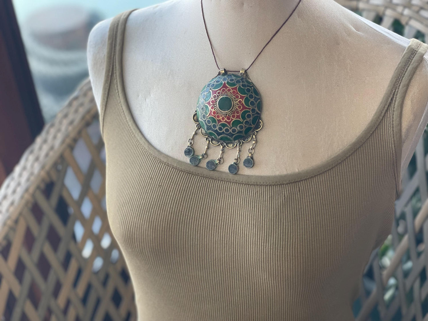 Gypsy jewellery, large necklace, enamel necklace, vintage jewellery, ethical jewellery, gypsy necklace, boho necklace, large jewellery