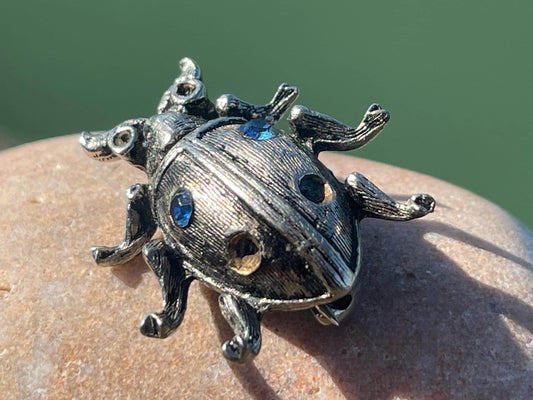 Beetle brooch, vintage brooch, vintage jewellery, retro jewellery, eco friendly gift for her, ethical jewellery, beetle pin. Insect brooch.