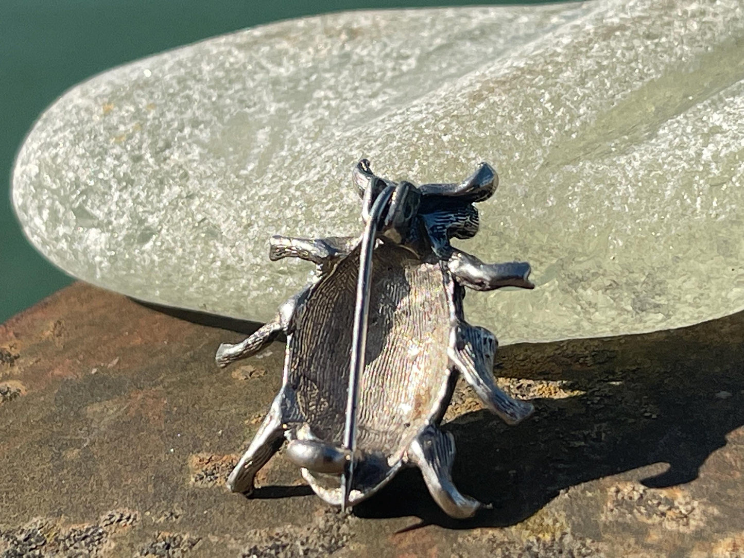 Beetle brooch, vintage brooch, vintage jewellery, retro jewellery, eco friendly gift for her, ethical jewellery, beetle pin. Insect brooch.