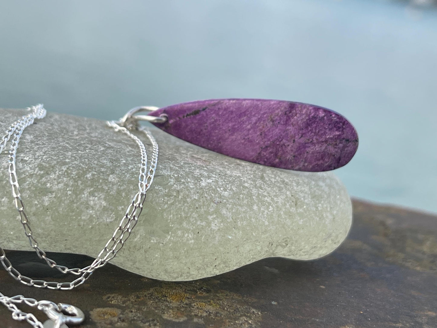 Charoite necklace, purple necklace. Handmade necklace, charoite jewellery, gift for her, unusual necklace, purple gemstone, unique jewellery