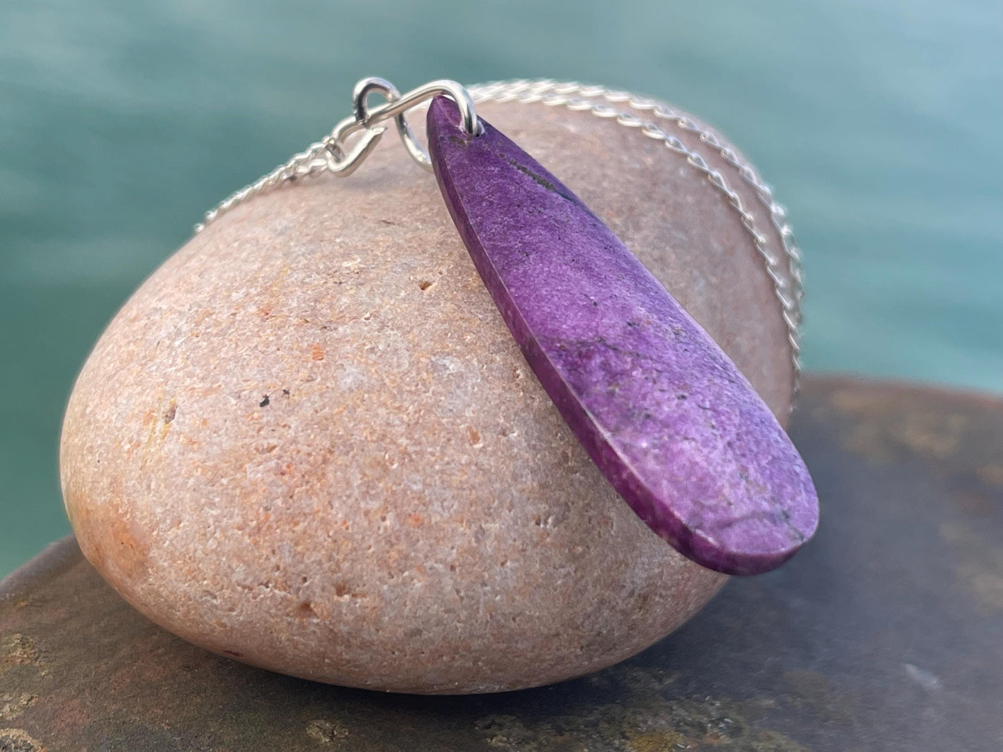 Charoite necklace, purple necklace. Handmade necklace, charoite jewellery, gift for her, unusual necklace, purple gemstone, unique jewellery