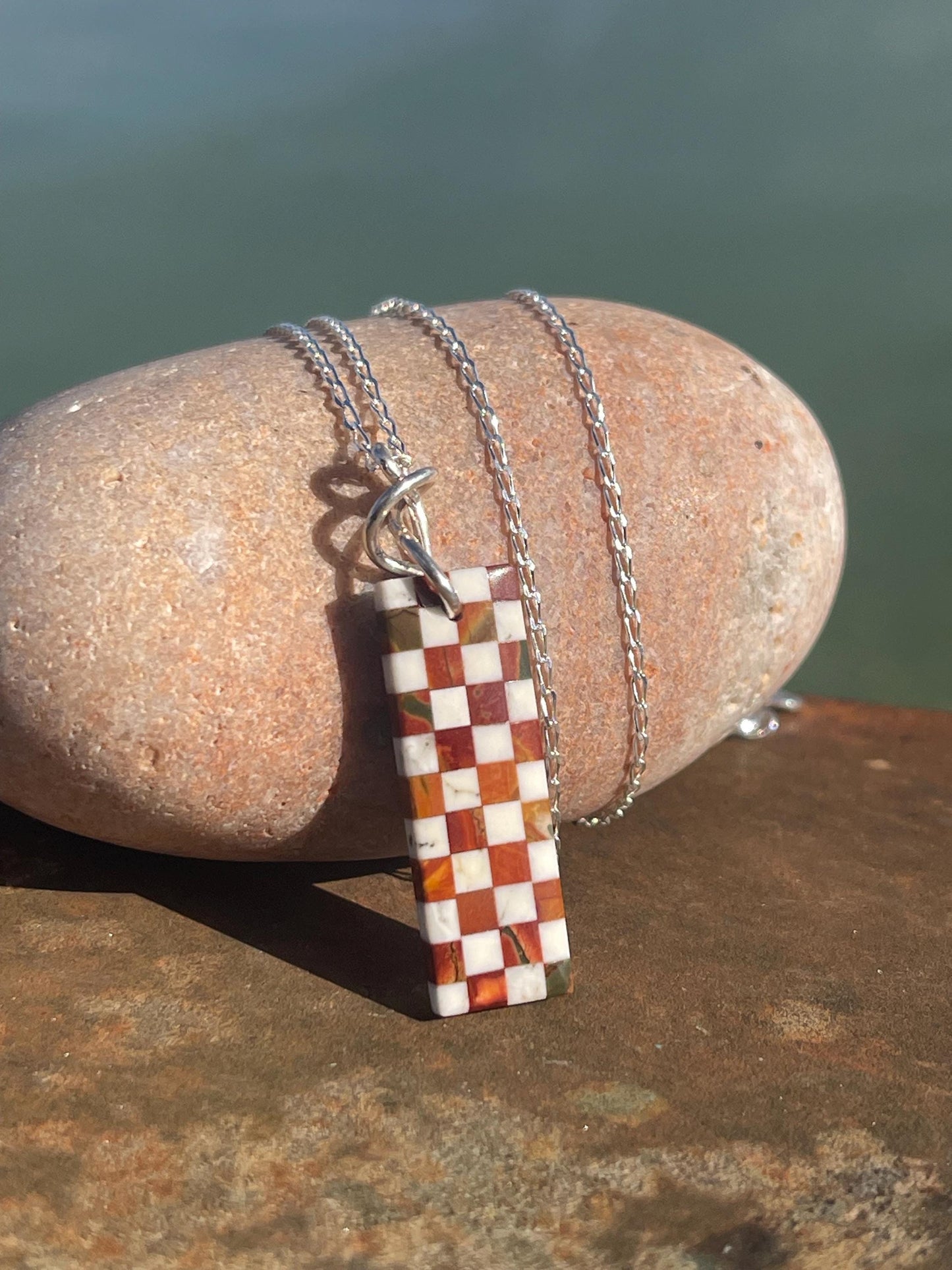 Fused gemstone necklace on recycled sterling silver. Ethical jewellery, lStunning unique jewellery. Unusual pendants.