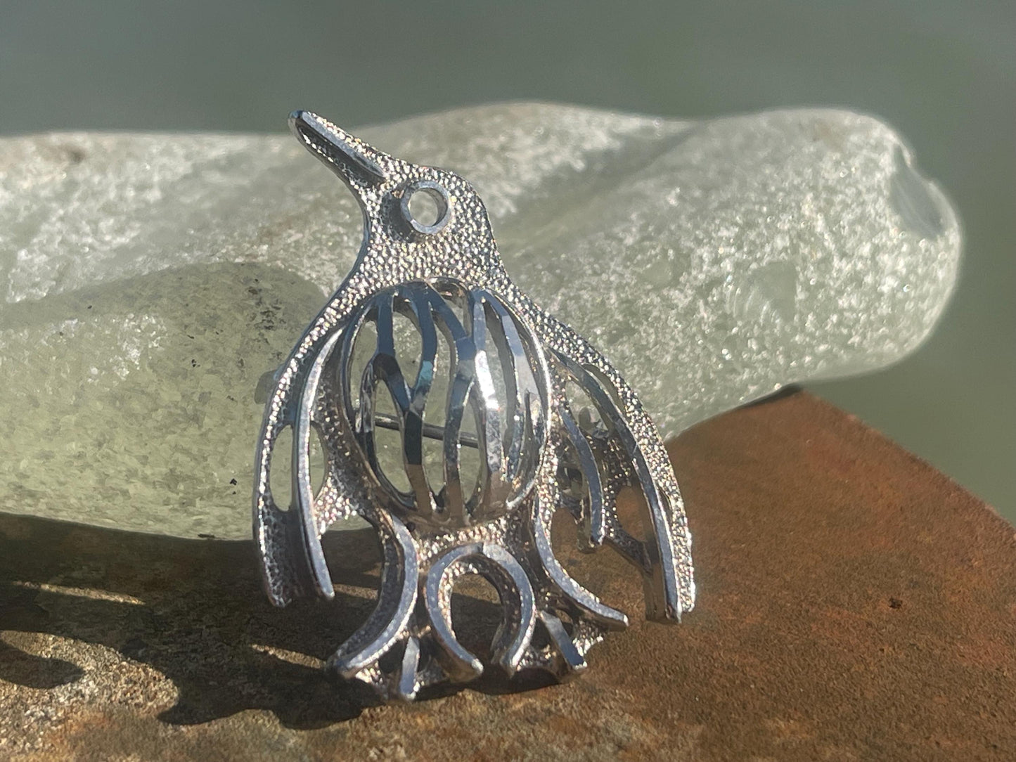 Penguin brooch. An unusual Christmas gift. Eco friendly jewellery. Christmas gift ideas. Eco friendly Christmas gifts. Christmas presents.