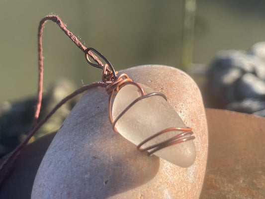 Sea glass necklace. Recycled necklace, gift for him. Ethical jewellery. Sea glass pendant. Eco friendly necklace. Eco friendly jewellery.