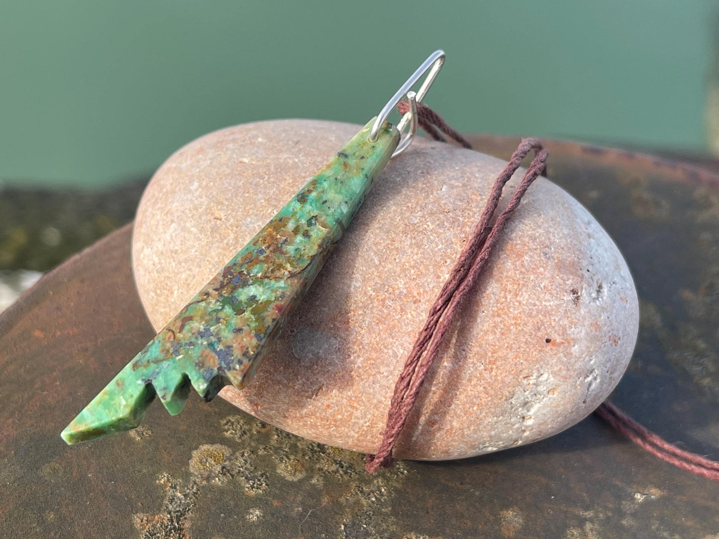 Chrysocolla gemstone necklace on recycled sterling silver. Ethical jewellery, green gemstone. Stunning unique jewellery. Unique gifts