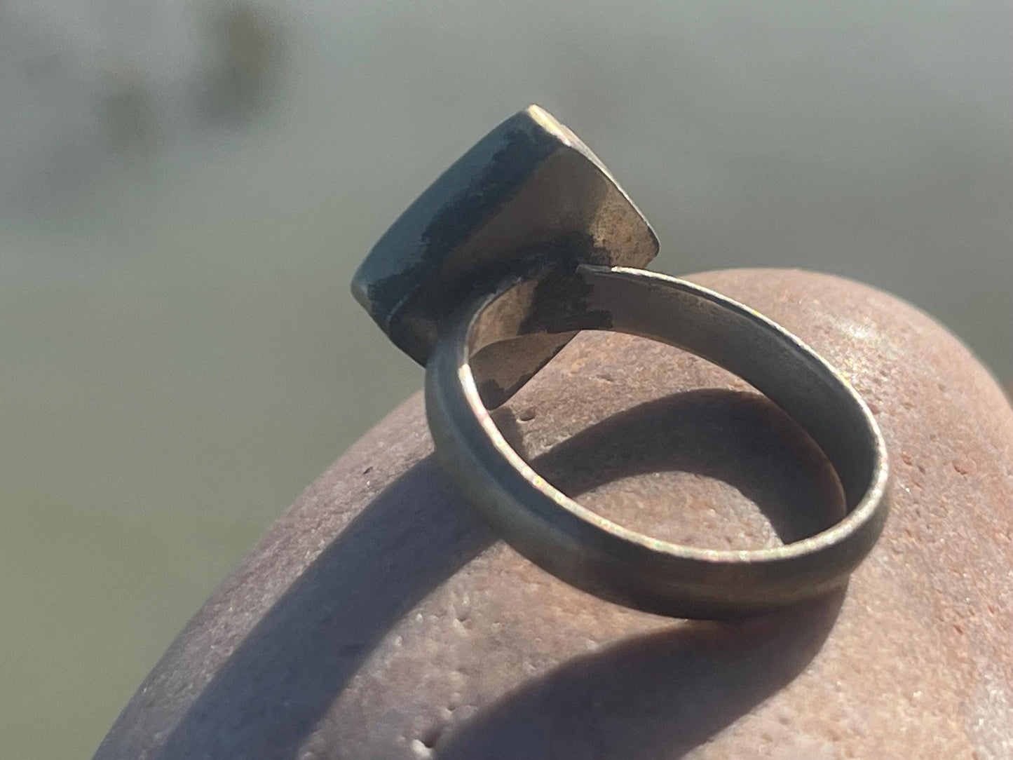 Fabulous vintage turquoise ring, silver & red ring, boho vintage jewellery, ethical jewellery, gypsy ring. Eco friendly jewellery.