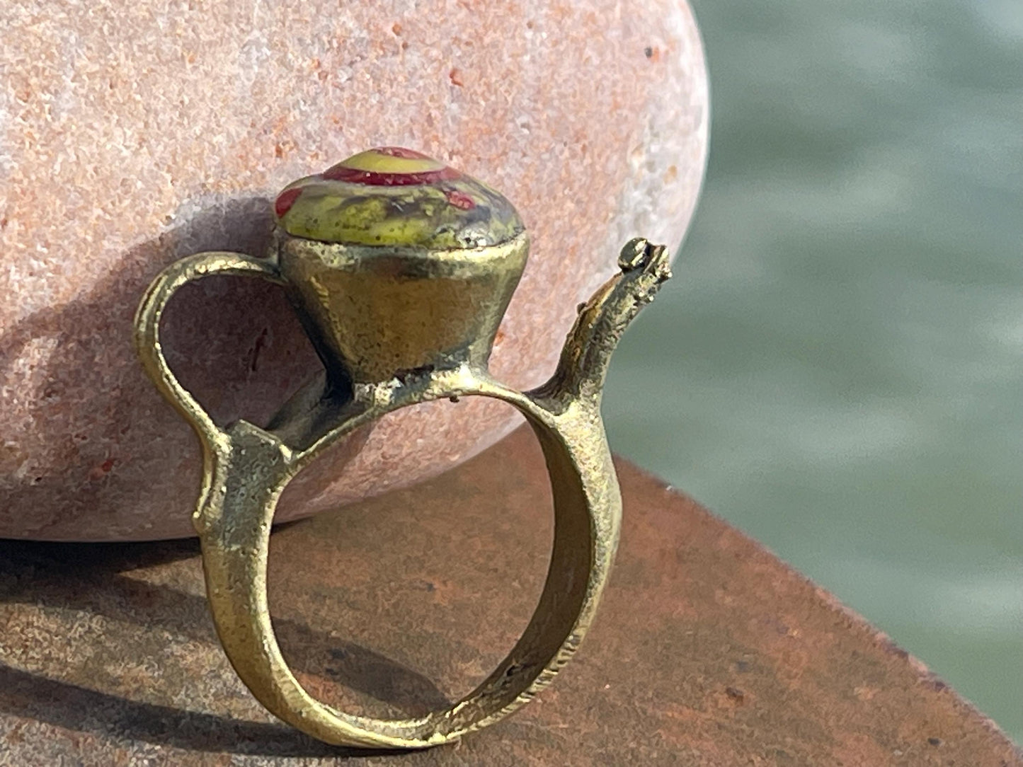 Fabulous vintage tea pot ring, large red ring, boho vintage jewellery, ethical jewellery, gypsy ring. Gypsy jewellery, statement jewellery