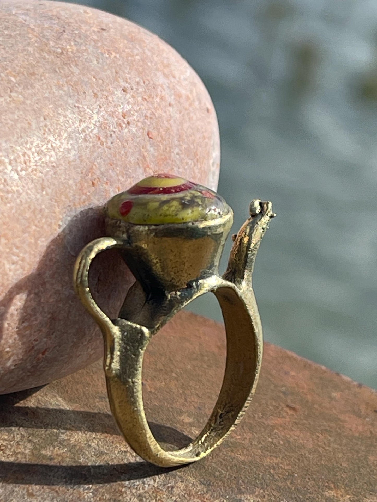 Fabulous vintage tea pot ring, large red ring, boho vintage jewellery, ethical jewellery, gypsy ring. Gypsy jewellery, statement jewellery