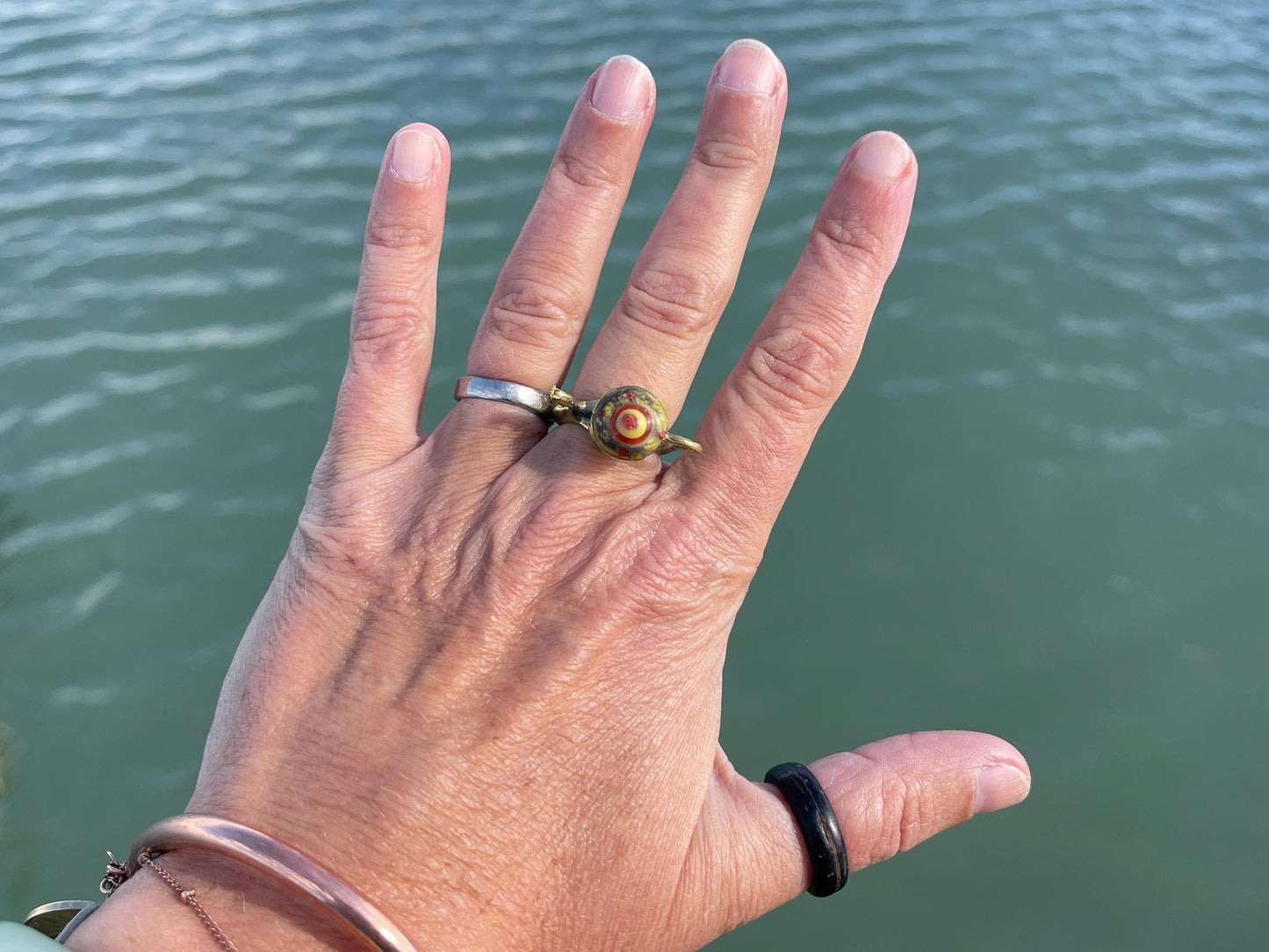 Fabulous vintage tea pot ring, large red ring, boho vintage jewellery, ethical jewellery, gypsy ring. Gypsy jewellery, statement jewellery