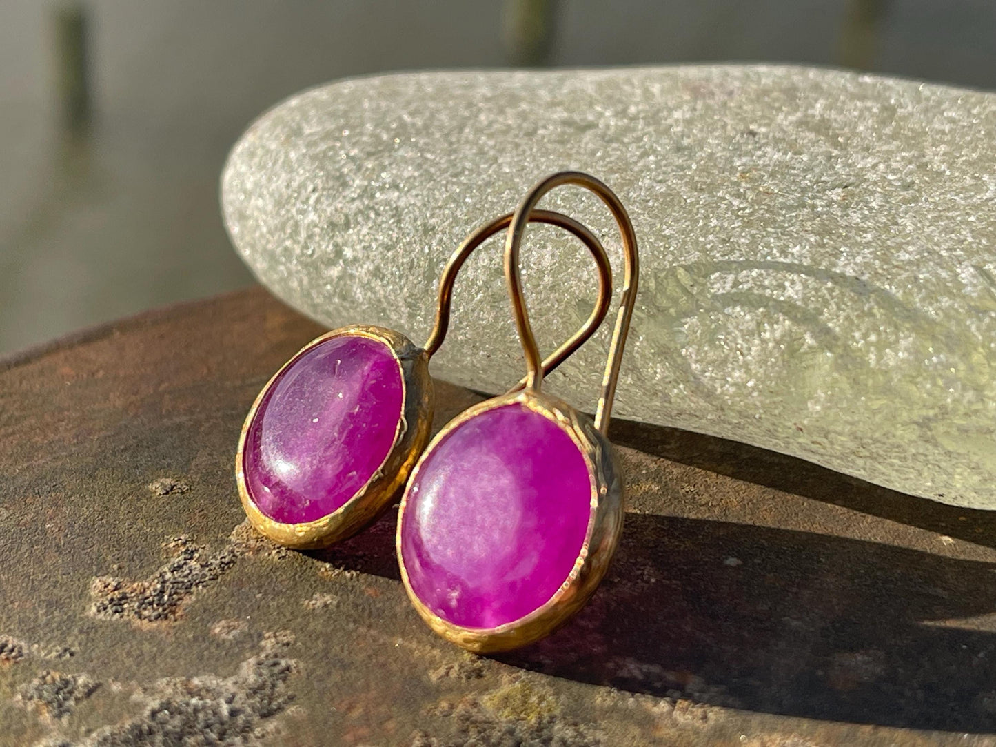 Gypsy jewellery, pink / purple vintage earrings, pink jewellery, ethical jewellery, gypsy earrings, romantic gifts, eco friendly jewellery