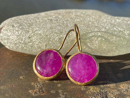 Gypsy jewellery, pink / purple vintage earrings, pink jewellery, ethical jewellery, gypsy earrings, romantic gifts, eco friendly jewellery