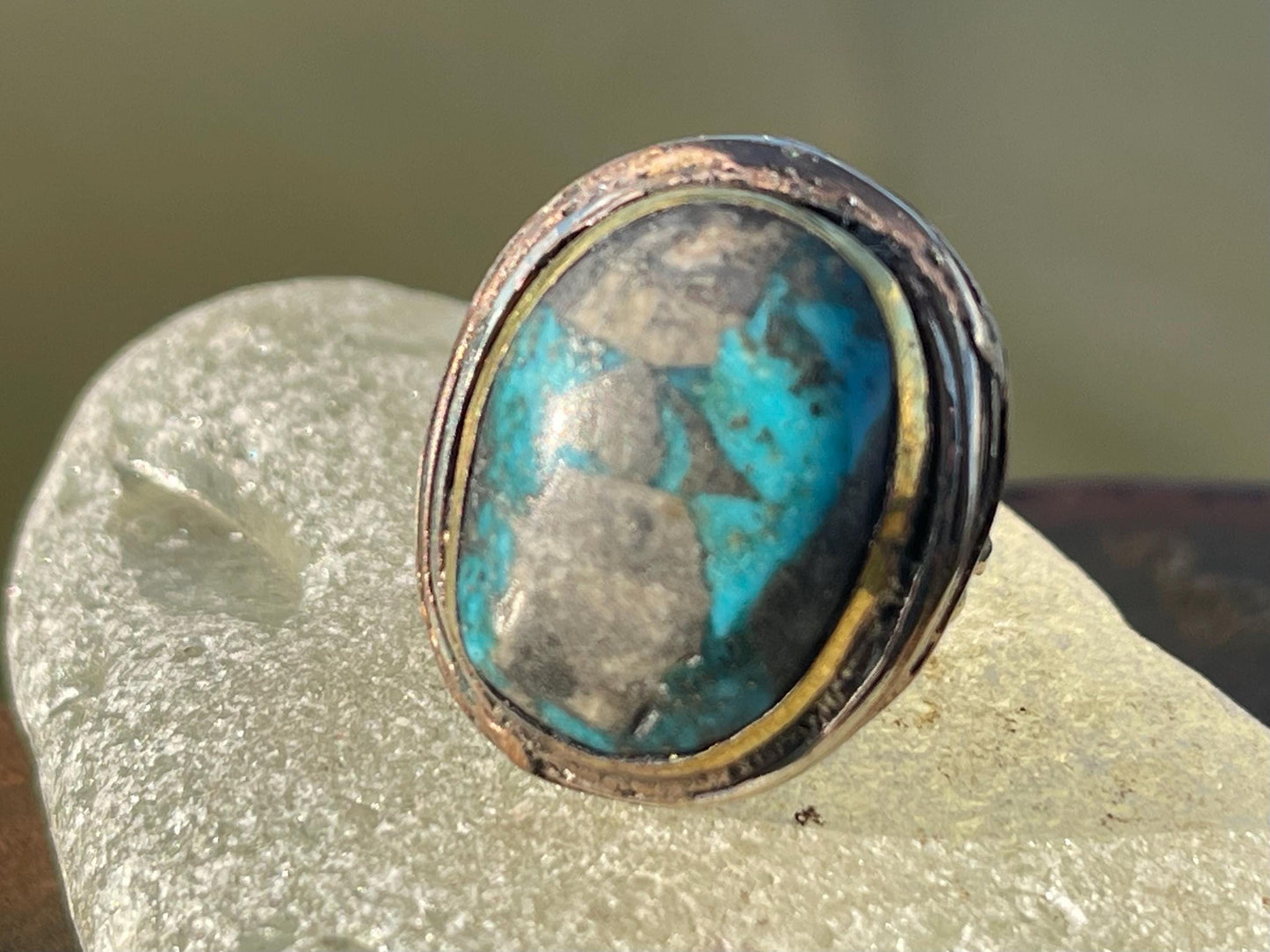 Fabulous vintage turquoise ring, boho vintage jewellery, ethical jewellery, gypsy ring. Eco friendly jewellery. Turquoise jewellery.
