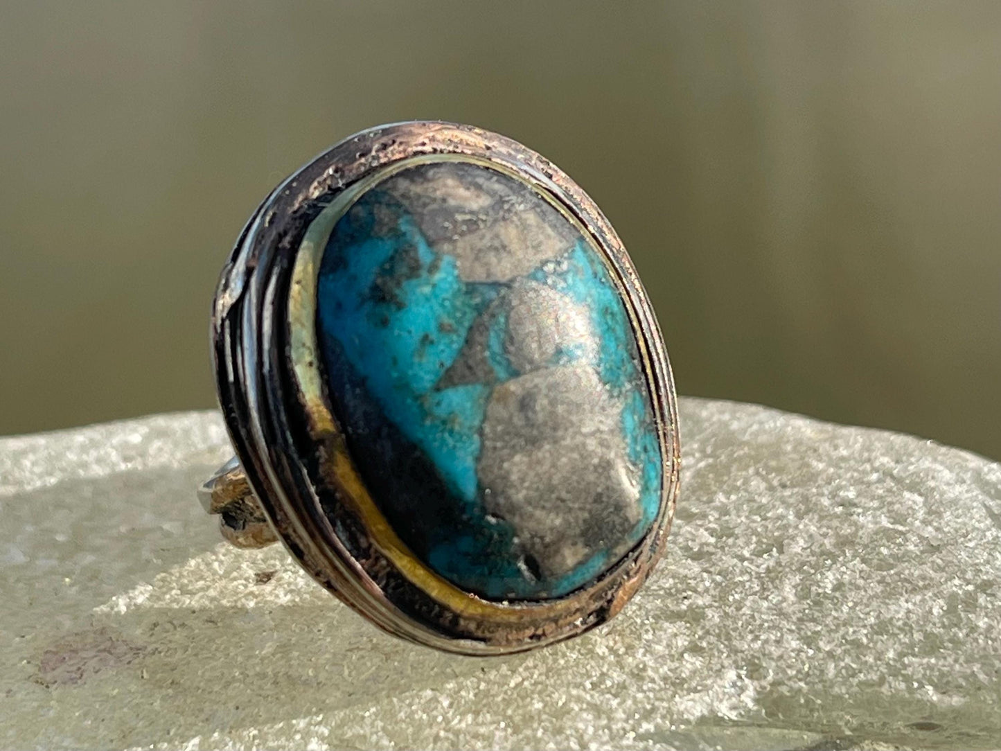 Fabulous vintage turquoise ring, boho vintage jewellery, ethical jewellery, gypsy ring. Eco friendly jewellery. Turquoise jewellery.
