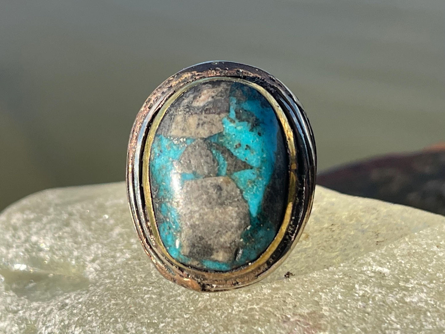 Fabulous vintage turquoise ring, boho vintage jewellery, ethical jewellery, gypsy ring. Eco friendly jewellery. Turquoise jewellery.